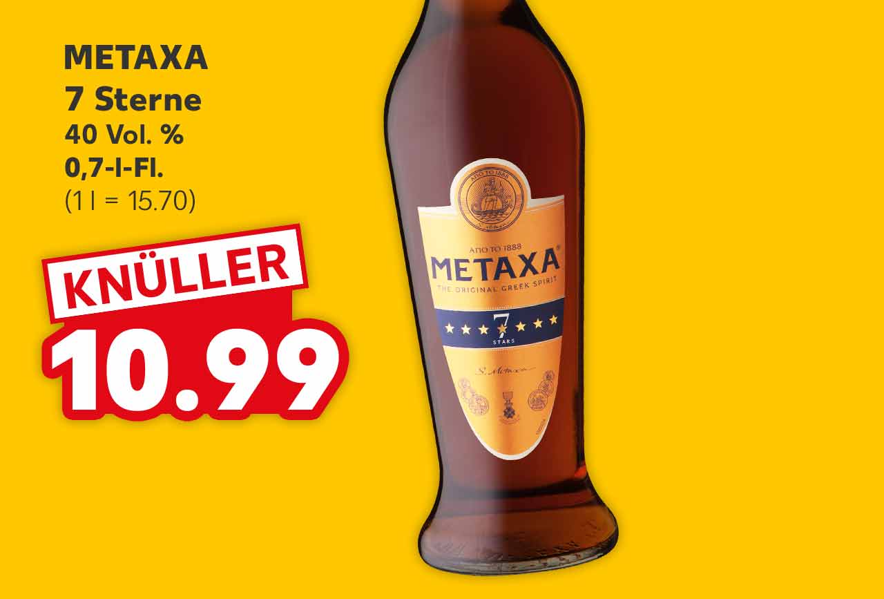 METAXA 7 Sterne, 40 Vol. %, je 0,7-l-Fl. für 10.99 Euro (1 l = 15.70)