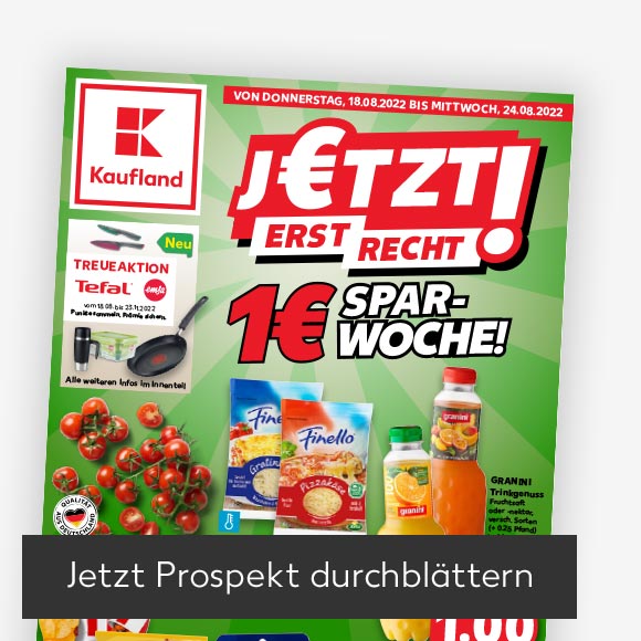 Titelbild Kaufland-Prospekt; Button: Jetzt Prospekt durchblättern