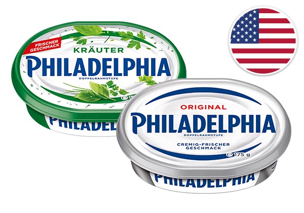 PHILADELPHIA Frischkäsezubereitung, versch. Sorten; Flagge: USA