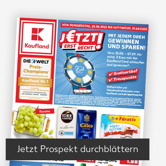 Abbildung: Titelbild Kaufland-Prospekt; Button: Jetzt Prospekt durchblättern