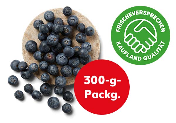 Dtsch./poln. Kulturheidelbeeren; Störer: 300-g-Packg.; Logo: FRISCHEVERSPRECHEN KAUFLAND QUALITÄT