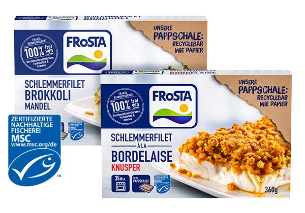FROSTA Schlemmerfilet, versch. Sorten; Logo: MSC-zertifizierte nachhaltige Fischerei