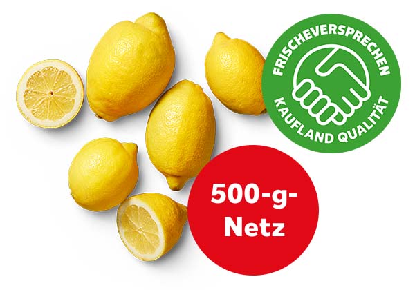 Südafrik./argent. Zitronen; Störer: 500-g-Netz; Logo: FRISCHEVERSPRECHEN KAUFLAND QUALITÄT
