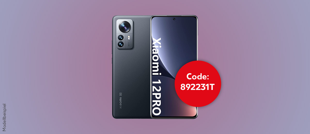 Modellbeispiel: Xiaomi 12 Pro in Grau; Dein Code: 892231T