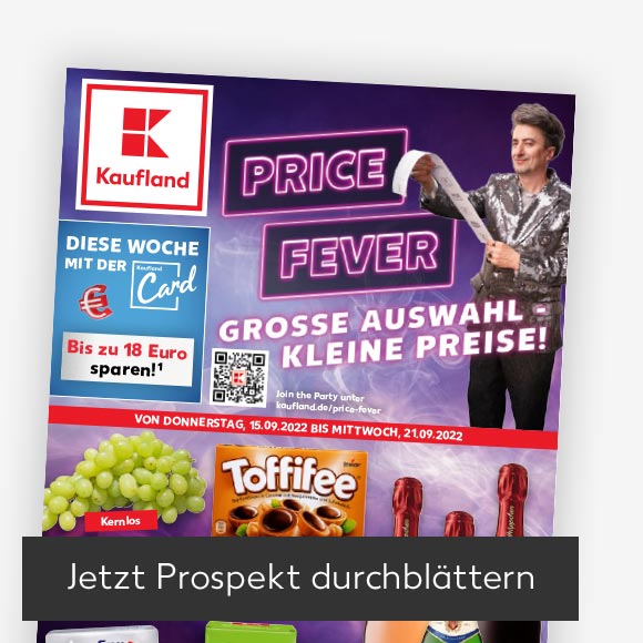 Abbildung: Titelbild Kaufland-Prospekt; Button: Jetzt Prospekt durchblättern