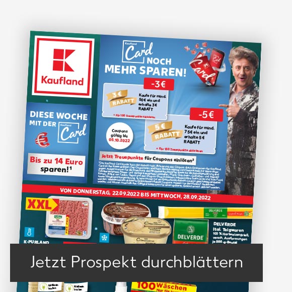 Abbildung: Titelbild Kaufland-Prospekt; Button: Jetzt Prospekt durchblättern