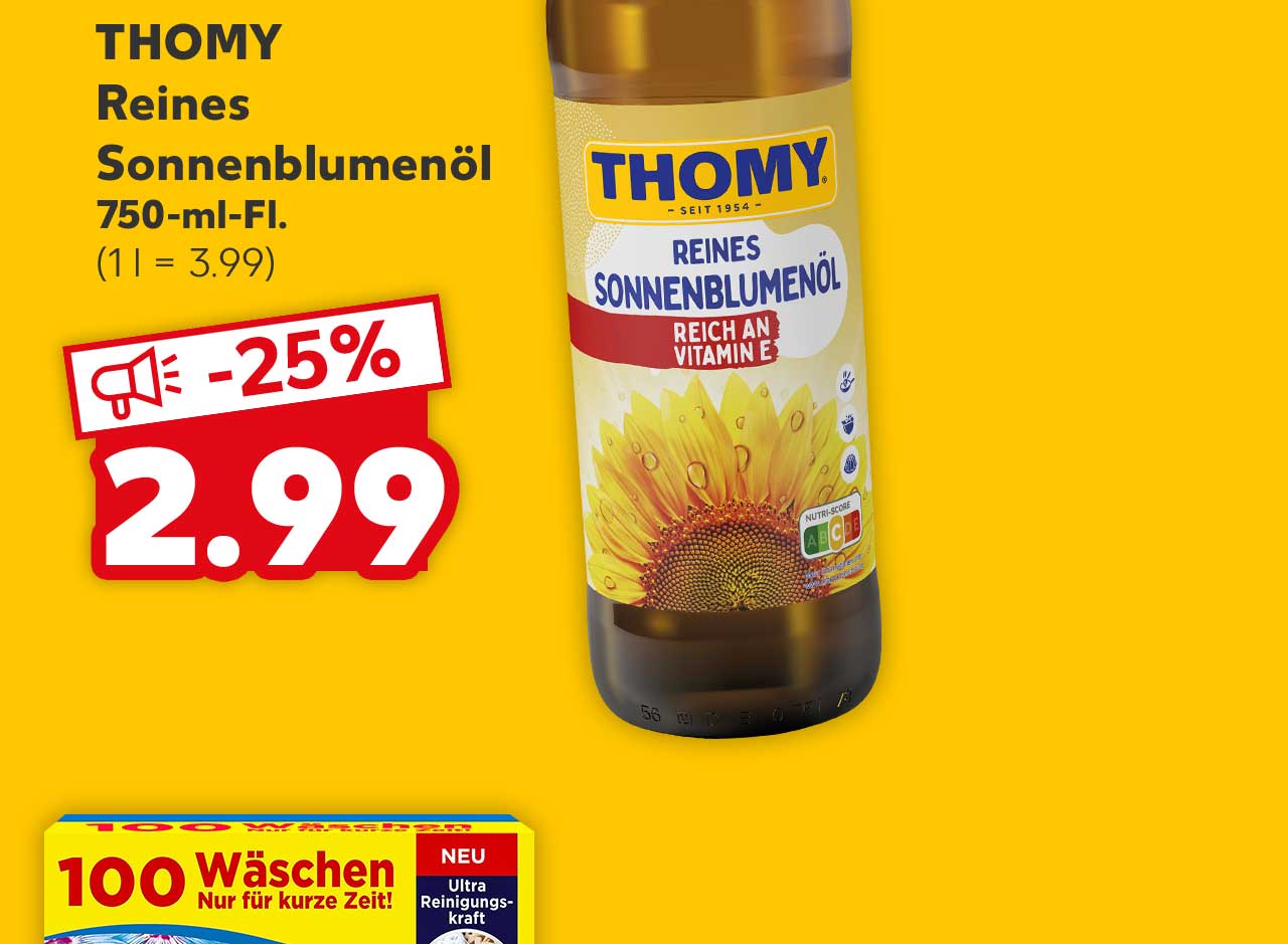 THOMY Reines Sonnenblumenöl, 750-ml-Fl. für 2.99 Euro (1 l = 3.99)