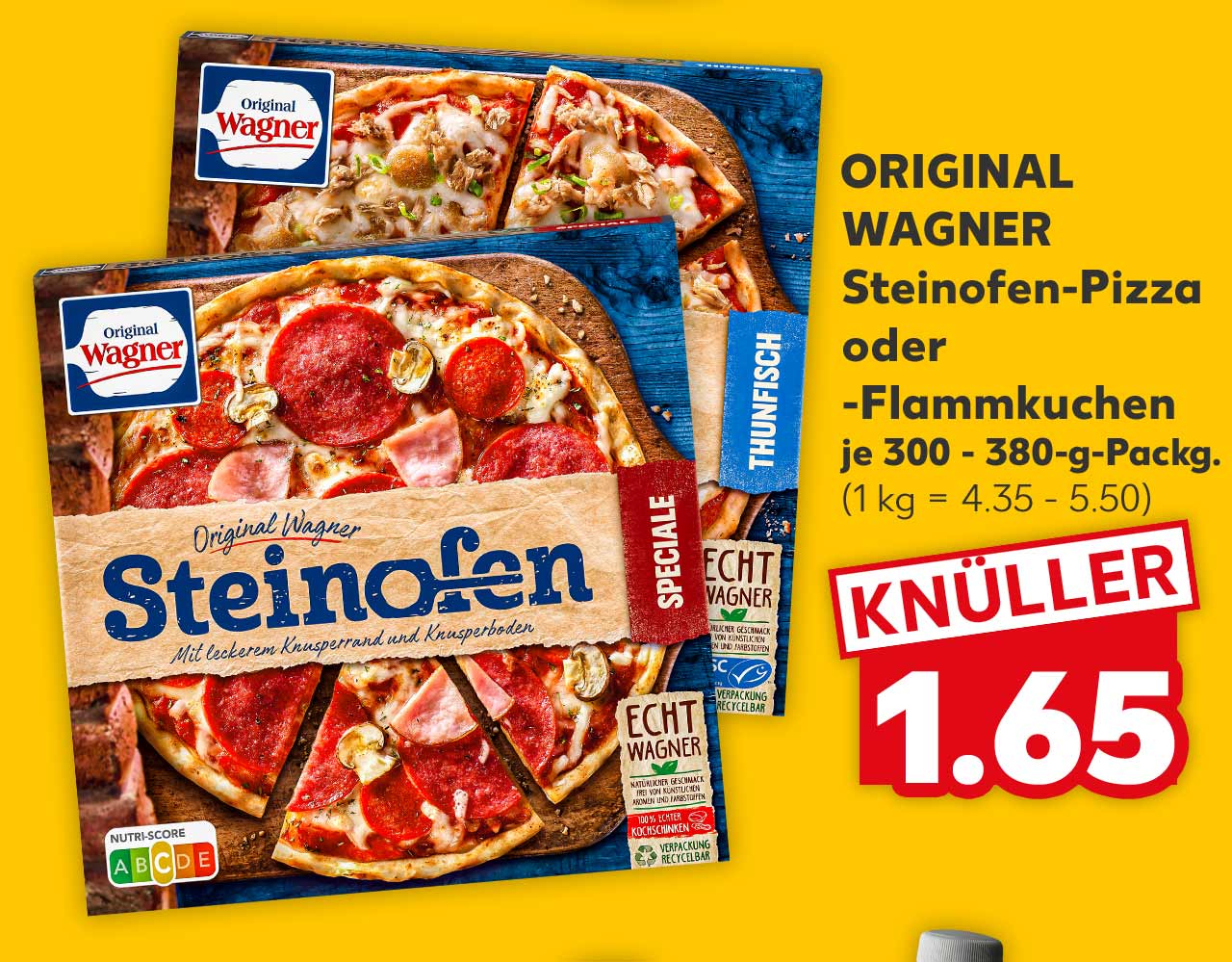 ORIGINAL WAGNER Steinofen-Pizza oder -Flammkuchen, versch. Sorten, je 300 - 380-g-Packg. für 1.65 Euro (1 kg = 4.35 - 5.50)