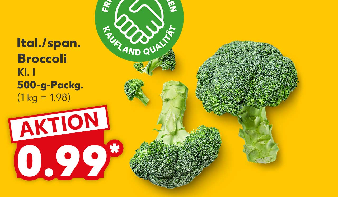 Ital./span. Broccoli, Kl. I, 500-g-Packg. für 0.99 Euro* (1 kg = 1.98)