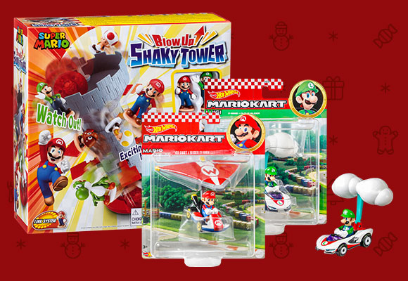 Geschicklichkeitsspiel »Super Mario Blow Up Shaky Tower«, MATTEL HOT WHEELS Mariokart-Autos