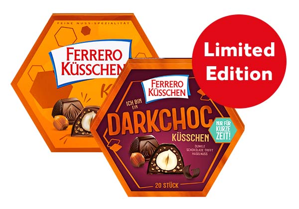 FERRERO Küsschen, versch. Sorten; Störer an der Sorte Darkchoc: Limited Edition