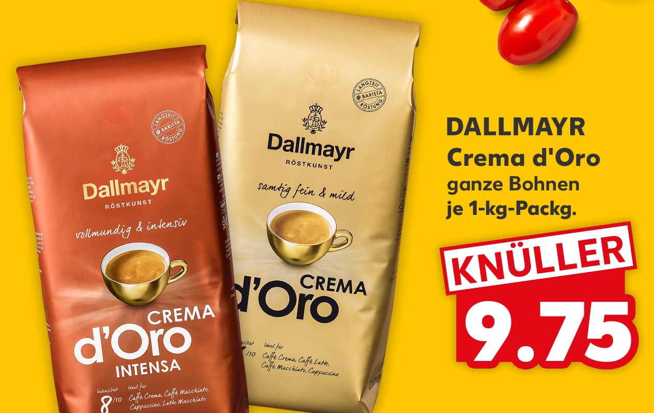 DALLMAYR Crema d'Oro, ganze Bohnen, versch. Sorten, je 1-kg-Packg. für 9.75 Euro