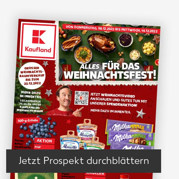 Abbildung: Titelbild Kaufland-Prospekt; Button: Jetzt Prospekt durchblättern