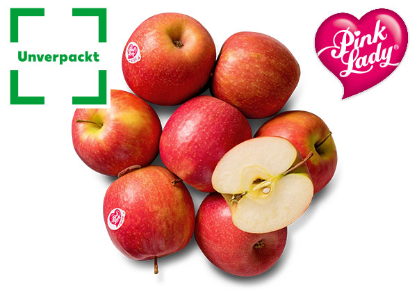 Ital./franz. Tafeläpfel Pink Lady, lose, Logo: Unverpackt; Logo: Pink Lady