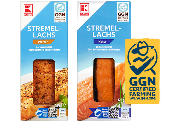 K-CLASSIC Stremellachs, versch. Sorten; Logo: GGN CERTIFIED FARMING
