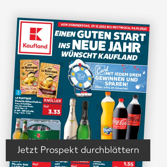 Abbildung: Titelbild Kaufland-Prospekt; Button: Jetzt Prospekt durchblättern