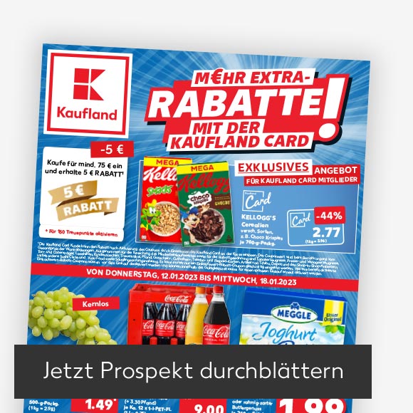 Titelbild Kaufland-Prospekt; Button: Jetzt Prospekt durchblättern