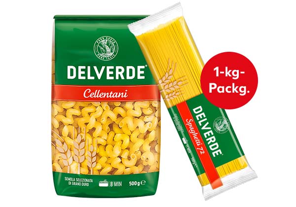 DELVERDE Ital. Teigwaren, versch. Sorten; Störer: 1-kg-Packg.