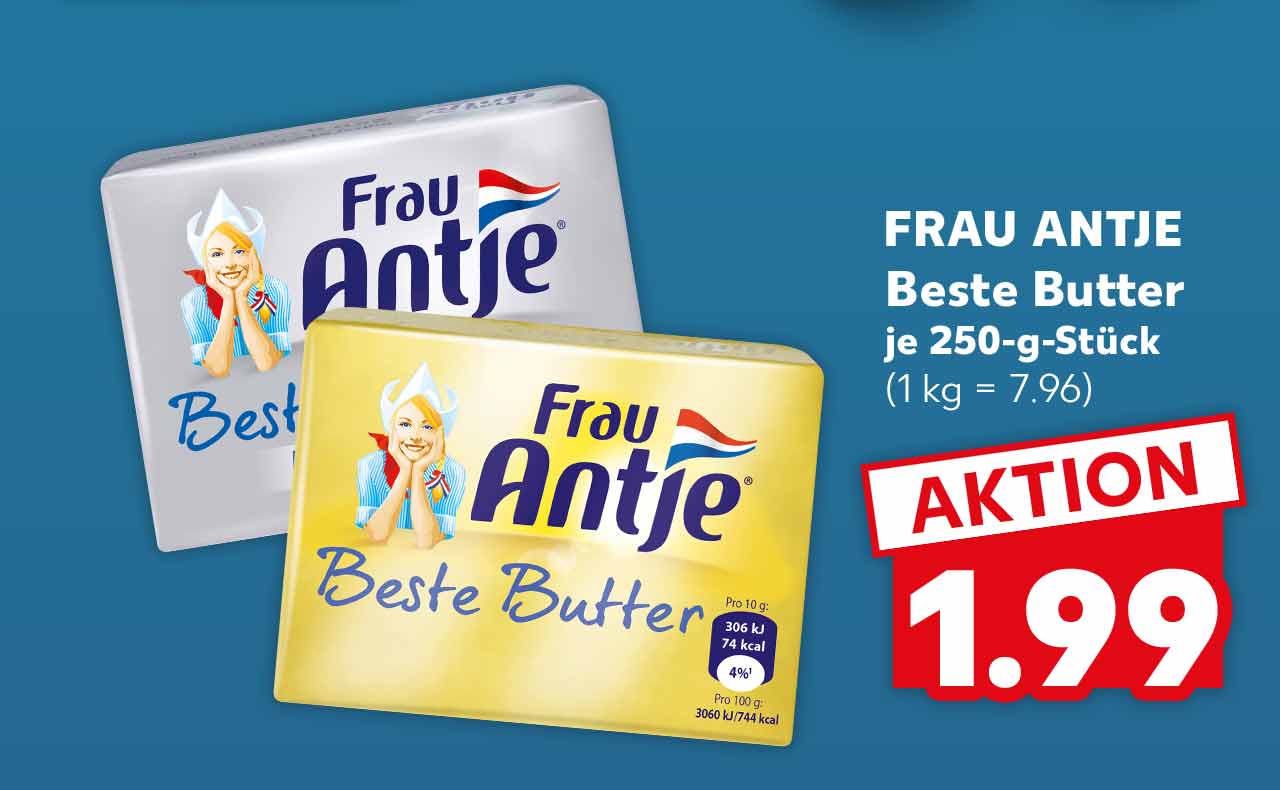 FRAU ANTJE Beste Butter, versch. Sorten, je 250-g-Stück für 1.99 Euro (1 kg = 7.96)