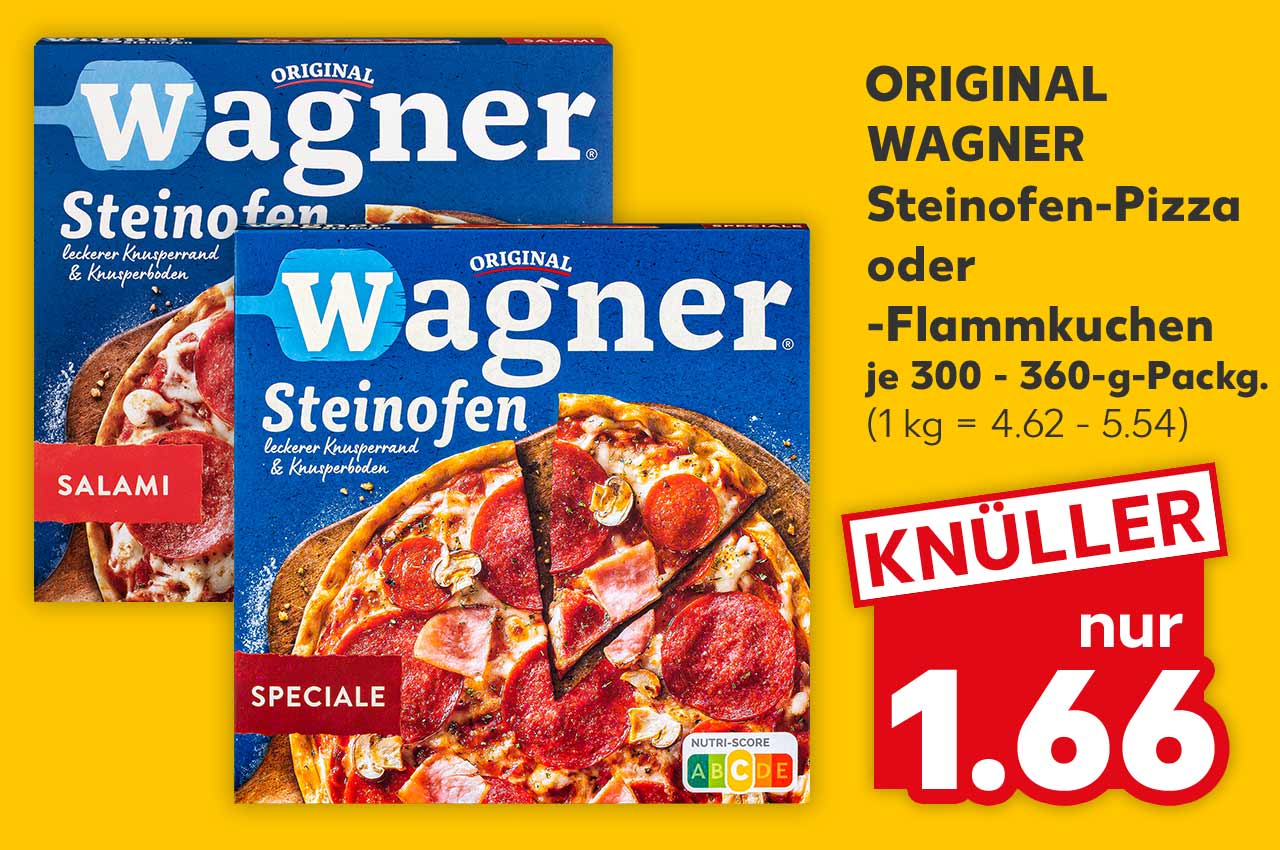 ORIGINAL WAGNER Steinofen-Pizza oder -Flammkuchen, versch. Sorten, je 300 - 360-g-Packg. für 1.66 Euro (1 kg = 4.62 - 5.54)