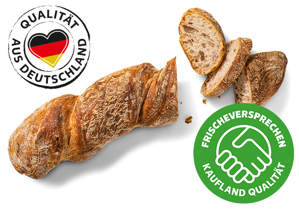 Rustikales Wurzelbrot**; Logo: QUALITÄT AUS DEUTSCHLAND; Logo: FRISCHEVERSPRECHEN KAUFLAND QUALITÄT