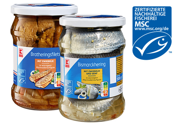 K-CLASSIC Heringsspezialitäten, versch. Sorten; Logo: MSC
