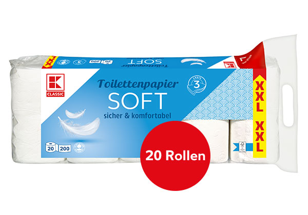 K-CLASSIC Toilettenpapier Soft; Störer: 20 Rollen