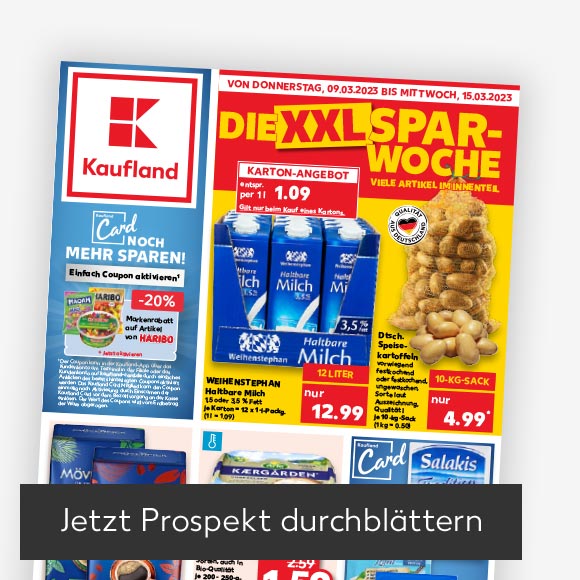 Titelbild Kaufland-Prospekt; Button: Jetzt Prospekt durchblättern