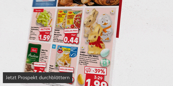 Abbildung: Prospekt wird durchgeblättert; Button: Jetzt Prospekt durchblättern