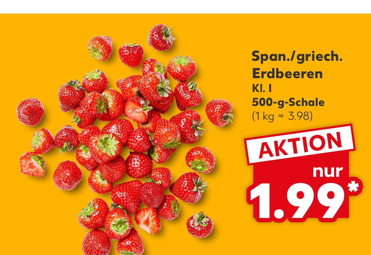 Span./griech. Erdbeeren, Kl. I, 500-g-Schale für 1.99 Euro* (1 kg = 3.98)