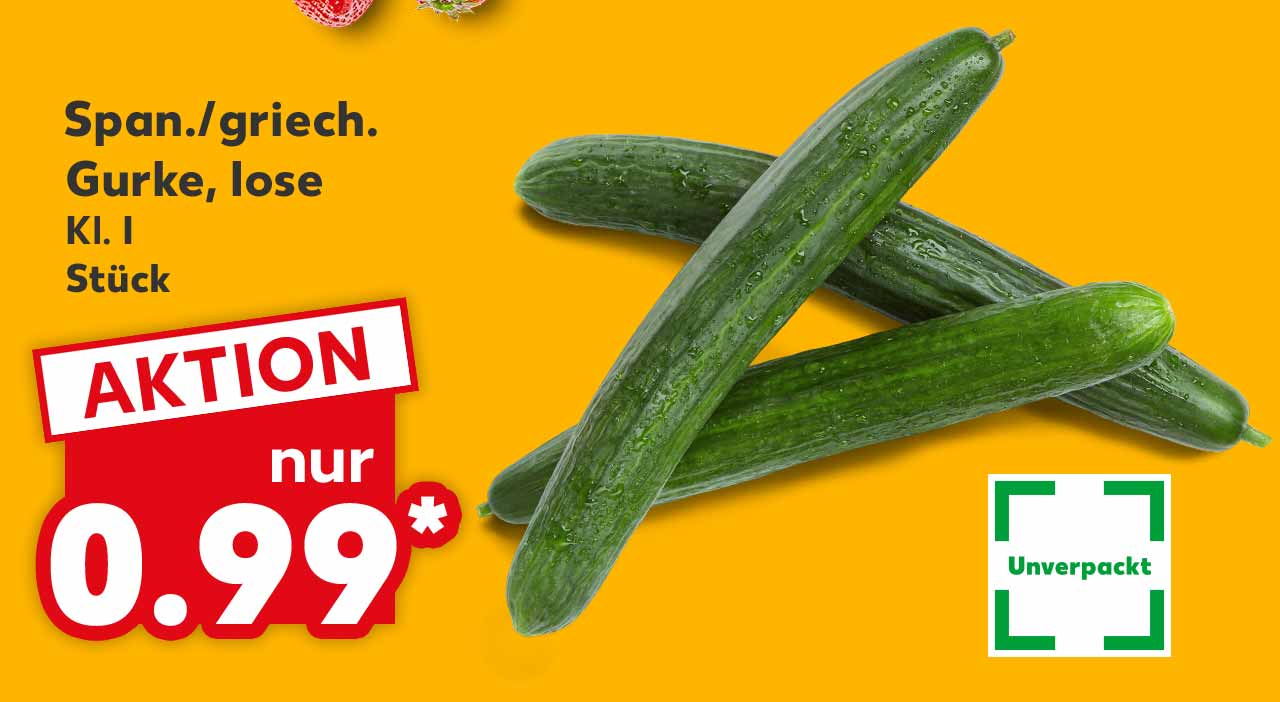 Span./griech. Gurke, lose, Kl. I, Stück für 0.99 Euro*; Logo: Unverpackt