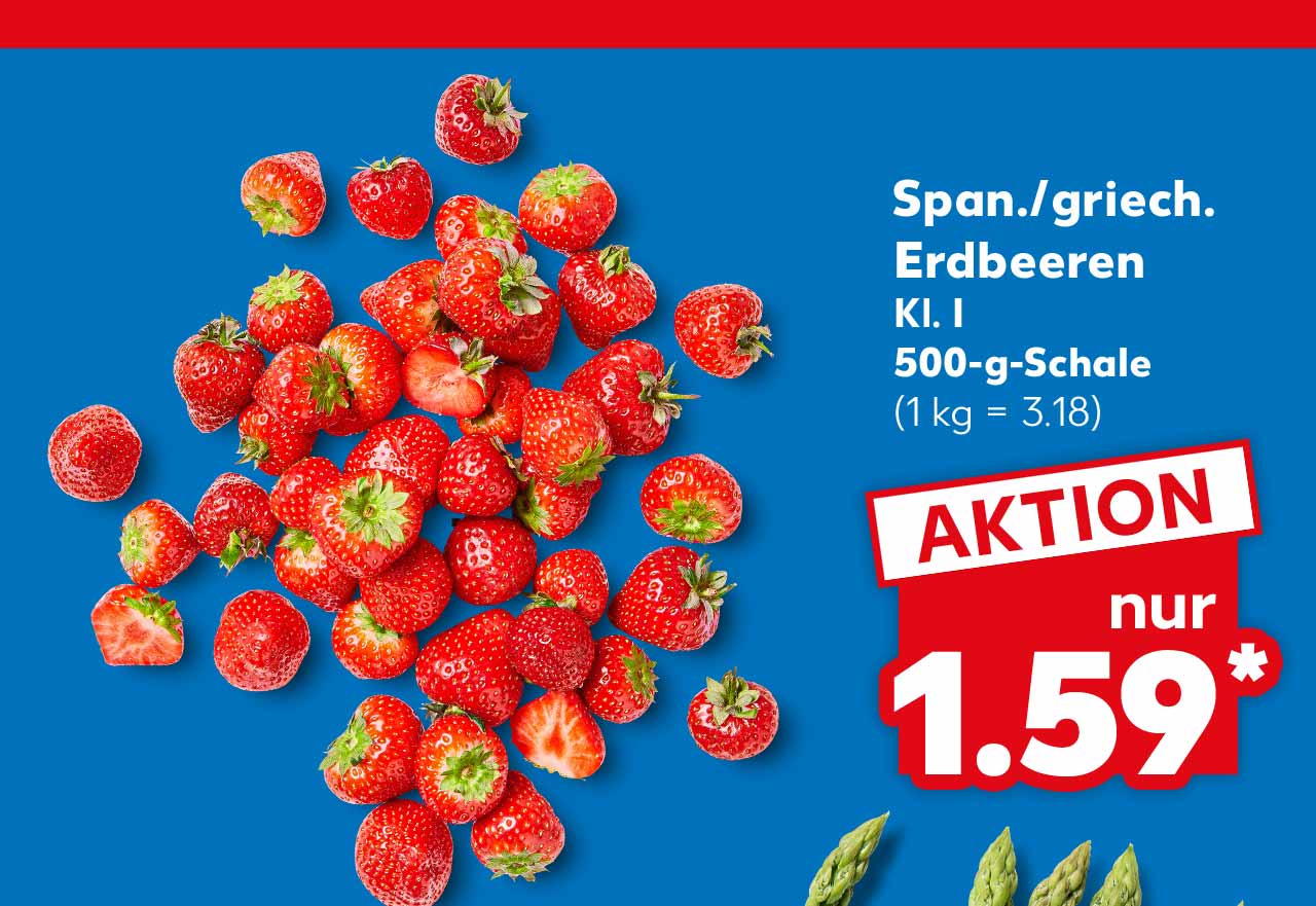 Span./griech. Erdbeeren, Kl. I, 500-g-Schale für 1.59 Euro* (1 kg = 3.18)