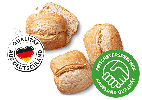 Bauernbrötchen; Logo: FRISCHEVERSPRECHEN KAUFLAND QUALITÄT; Logo: QUALITÄT AUS DEUTSCHLAND