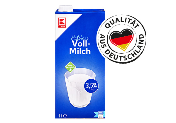 K-CLASSIC H-Vollmilch; Logo: QUALITÄT AUS DEUTSCHLAND