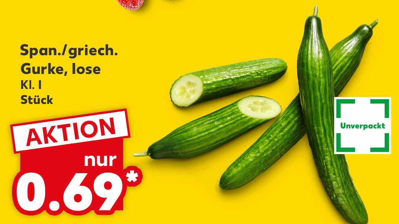 Span./griech. Gurke, lose, Kl. I, Stück für 0.69 Euro*; Logo: Unverpackt