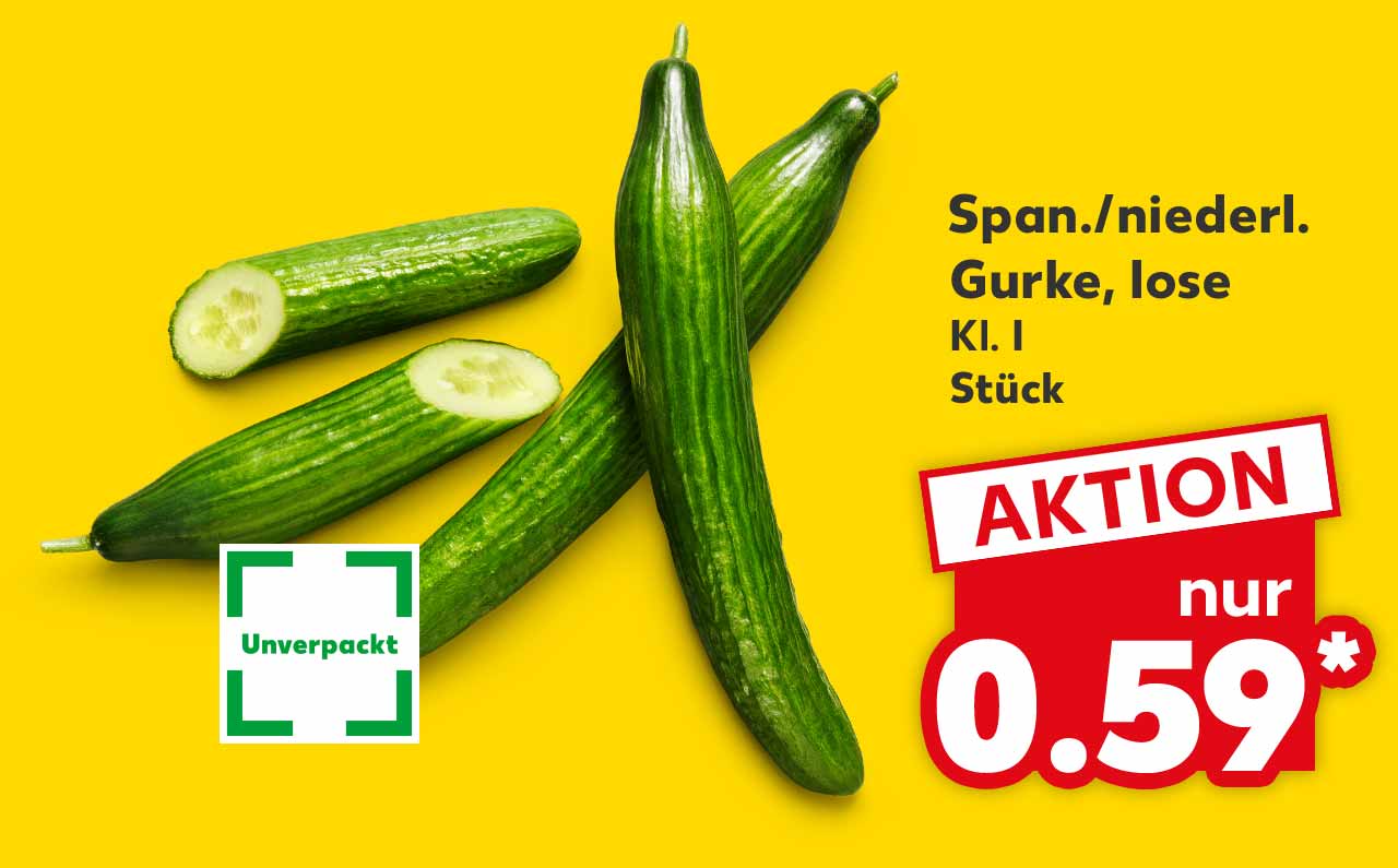 Span./niederl. Gurke, lose, Kl. I, Stück für 0.59 Euro*; Logo: Unverpackt