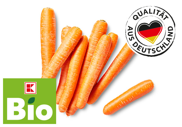 Dtsch. Bio-Möhren, Logo: Bio; Logo: QUALITÄT AUS DEUTSCHLAND