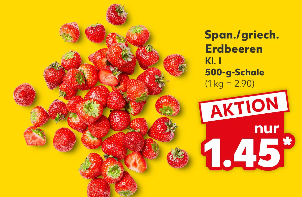 Span./griech. Erdbeeren, Kl. I, 500-g-Schale für 1.45 Euro* (1 kg = 2.90)