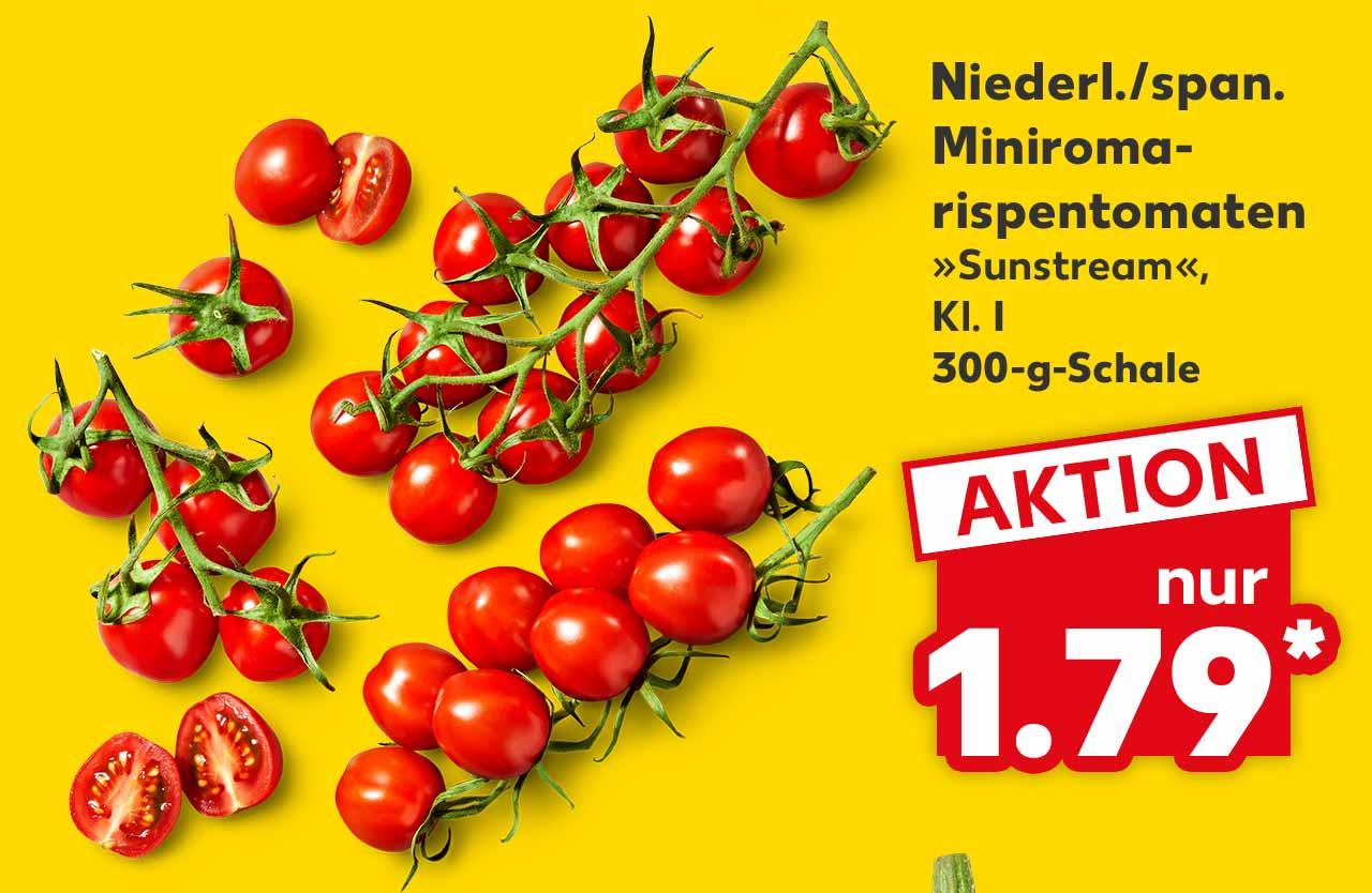 Niederl./span. Miniromarispentomaten »Sunstream«, Kl. I, 300-g-Schale für 1.79 Euro*