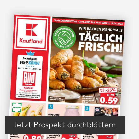 Titelbild Kaufland-Prospekt; Button: Jetzt Prospekt durchblättern