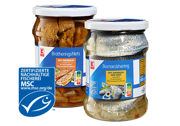 K-CLASSIC Heringsspezialitäten, versch. Sorten; Logo: MSC