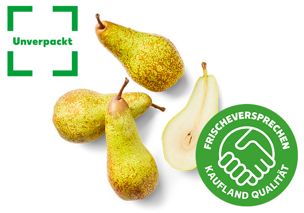 Ital. Tafelbirne, lose; Logo: Unverpackt; Logo: FRISCHEVERSPRECHEN KAUFLAND QUALITÄT