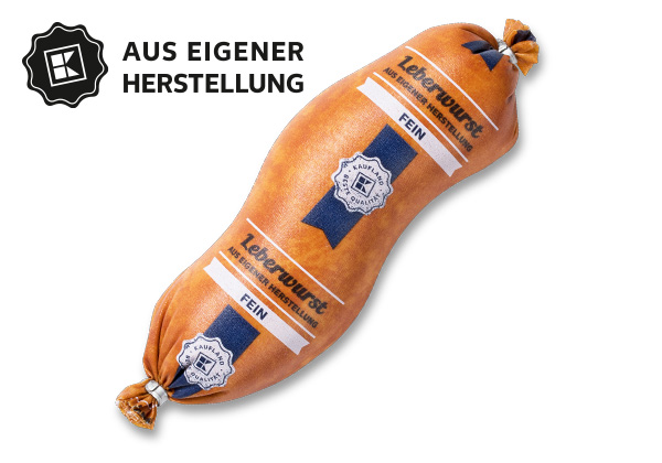 Delikatess-Leberwurst**; Logo: AUS EIGENER HERSTELLUNG
