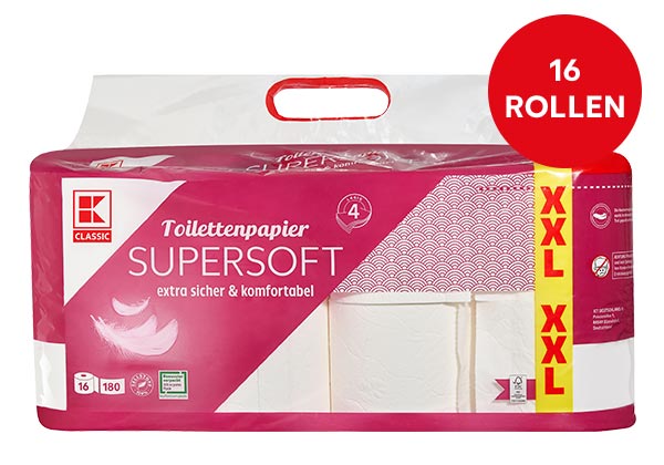 K-CLASSIC Toilettenpapier; Störer: 16 ROLLEN
