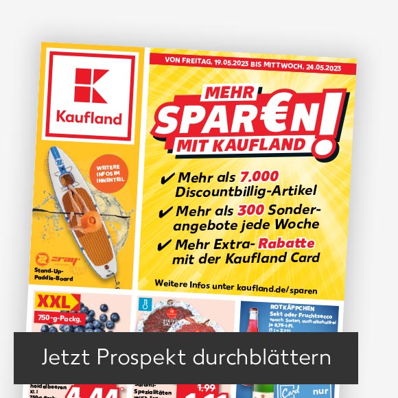 Abbildung: Titelbild Kaufland-Prospekt; Button: Jetzt Prospekt durchblättern