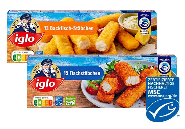 IGLO Fischstäbchen, versch. Sorten; Logo: MSC