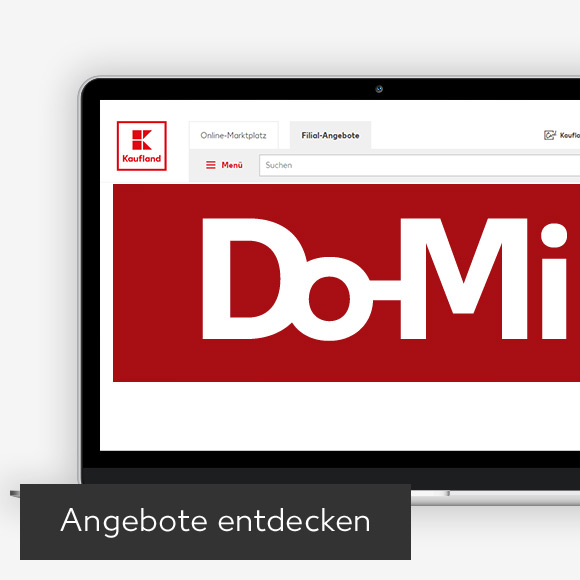 Abbildung: Laptop zeigt Kaufland-Webseite; Button: Angebote entdecken