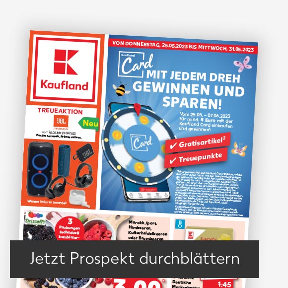 Abbildung: Titelbild Kaufland-Prospekt; Button: Jetzt Prospekt durchblättern
