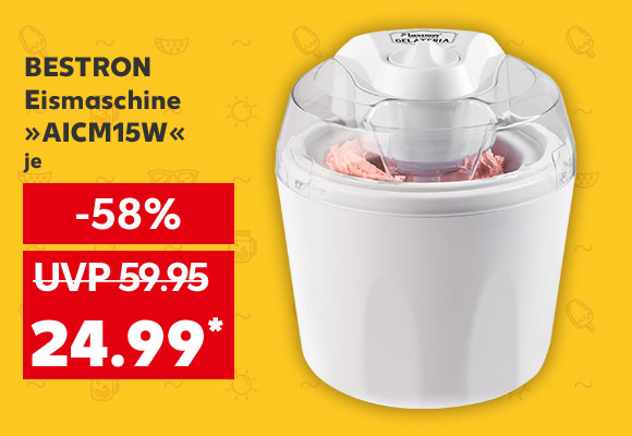 BESTRON Eismaschine »AICM15W«, je für 24.99 Euro*; UVP 59.95 Euro