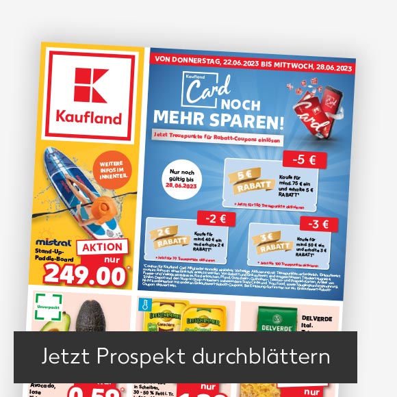 Abbildung: Titelbild Kaufland-Prospekt; Button: Jetzt Prospekt durchblättern